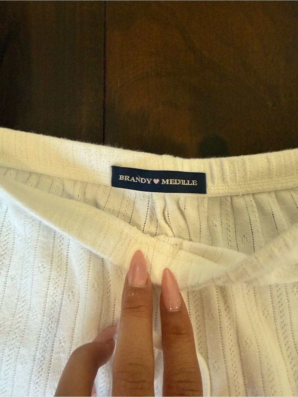 Brandy Melville White Ribbed Wide-Leg Pajama Pants - Picture 3 of 3